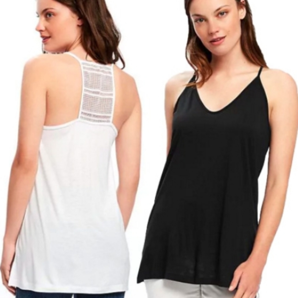 Old Navy BLACK relaxed lace back tank